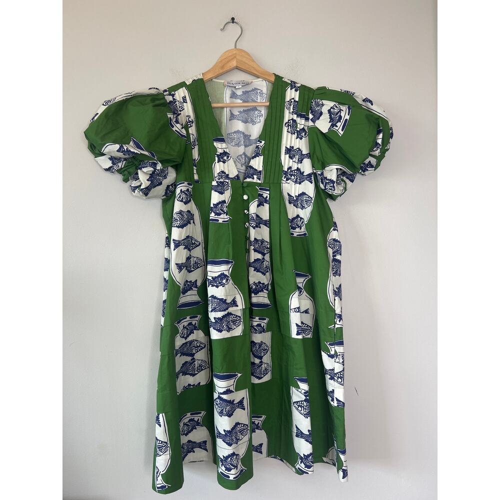 NEW Hunter Bell Wilkies Puff Short Sleeve Baby Doll Mini Dress Green Size: Small - Picture 2 of 7